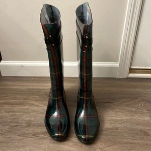 Lauren Ralph Lauren Tall Rain Boots, Plaid, Size 9
